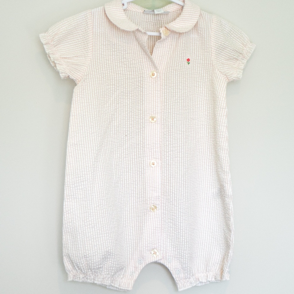 The White Company Baby pink - Seersucker Romper